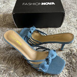 NWT Womens Fashion Nova Denim Blue High Heels Size 11
